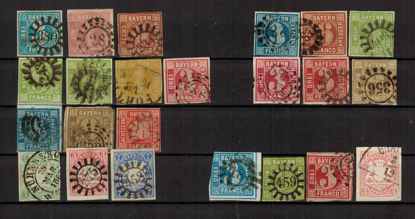Německo Bayern 1849-68, sestava, vyšší katalogová cena