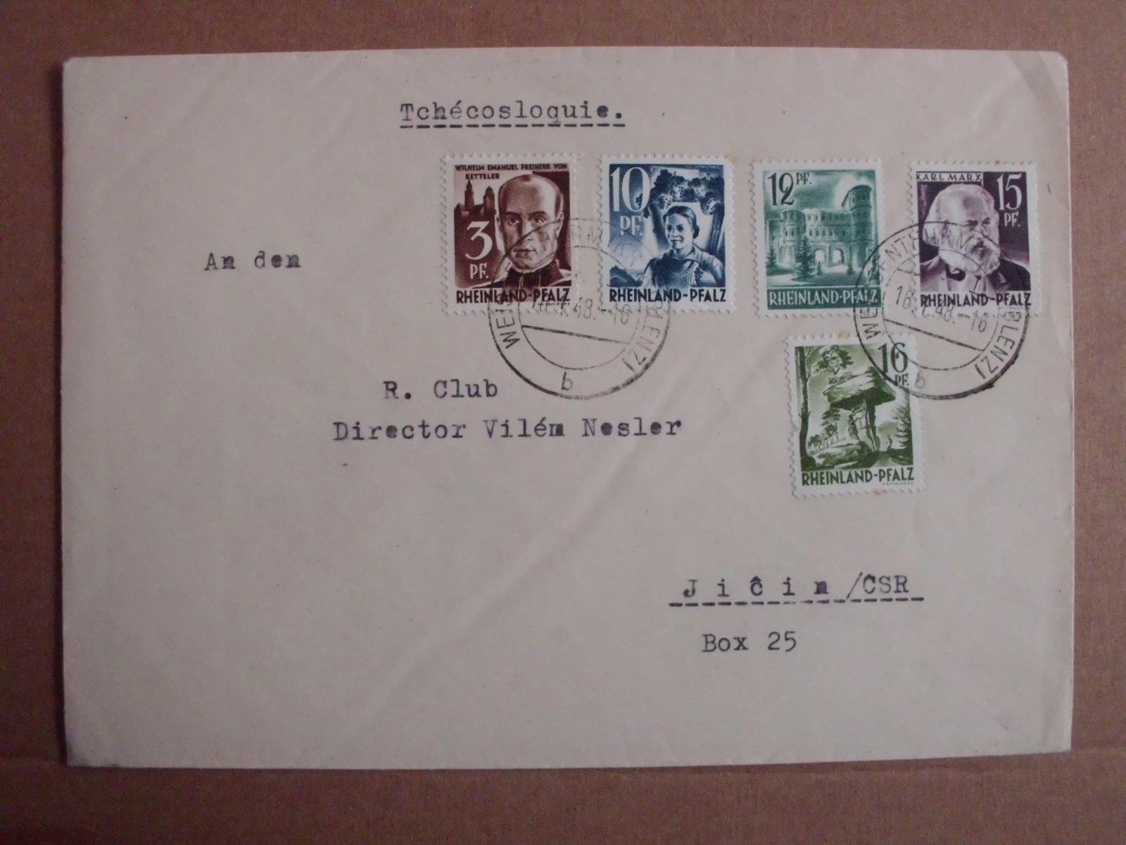 Německo 1948, Francouzská zóna Rheinland-Pfalz, firemní pošta do ČSR